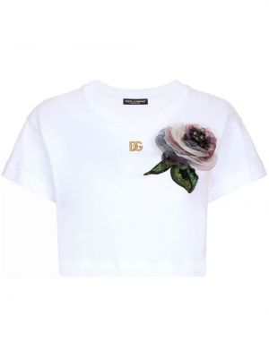 Koszulka bawełniana w kwiatki Dolce And Gabbana
