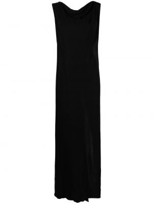 Viskózové dlouhé šaty bez rukávů s kulatým výstřihem Alberta Ferretti - černá