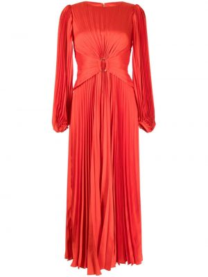 Satynowa sukienka midi plisowana Acler pomarańczowa
