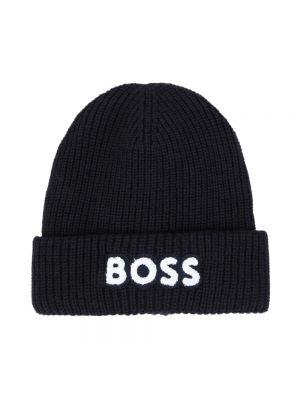 Dzianinowa czapka Hugo Boss niebieska