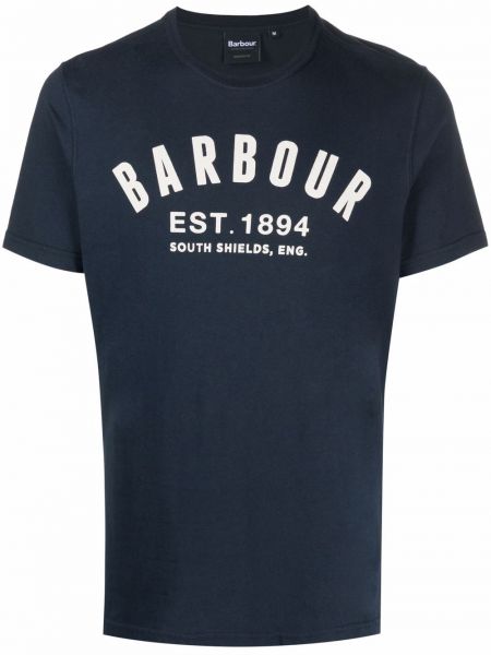 Raštuotas marškinėliai Barbour mėlyna