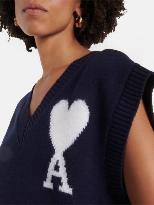 Chaleco de lana de tela jersey Ami Paris azul