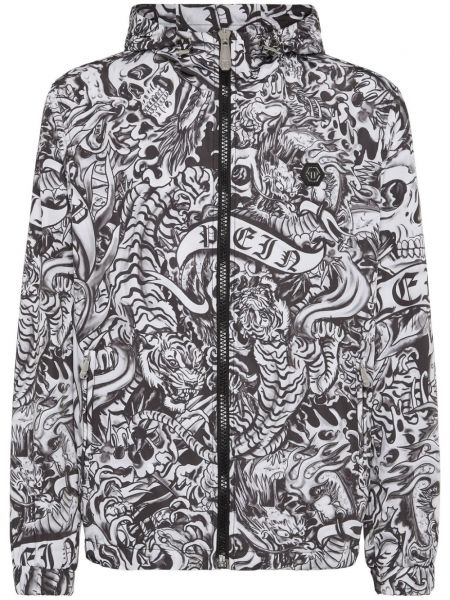 Duga jakna s kapuljačom s printom Philipp Plein