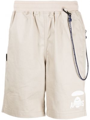 Shorts de sport en coton à imprimé Aape By *a Bathing Ape® beige