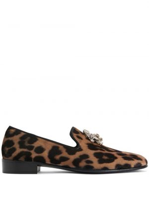 Pantofi loafer cu imagine cu model leopard Giuseppe Zanotti maro