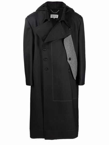 Abrigo con botones con capucha Maison Margiela negro