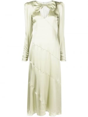 Satenska dolga obleka z lokom Alessandra Rich zelena