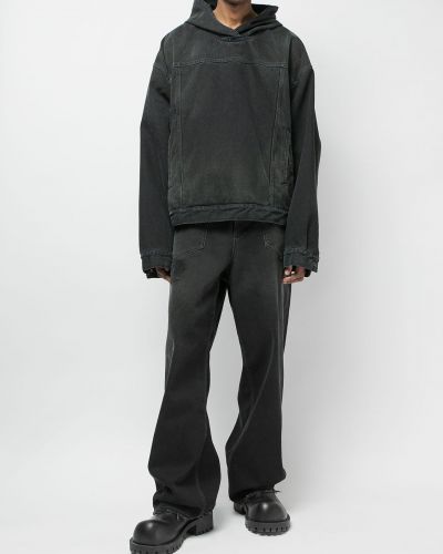 Chemise en jean en coton à capuche Balenciaga noir