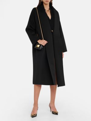 Oversized μάλλινο παλτό κασμίρ Valentino μαύρο