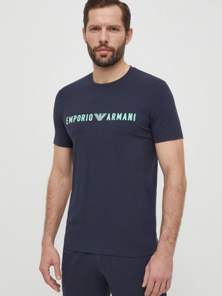 Pijamale Emporio Armani Underwear albastru