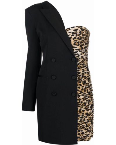 Vestido de cóctel con estampado leopardo asimétrico Moschino negro