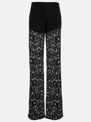 Relaxed fit hlače s cvetličnim vzorcem s čipko Valentino črna