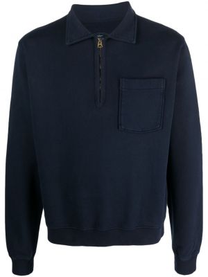 Памучен пуловер с цип Fortela синьо
