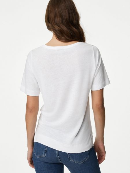 Льняная футболка из модала Marks & Spencer белая