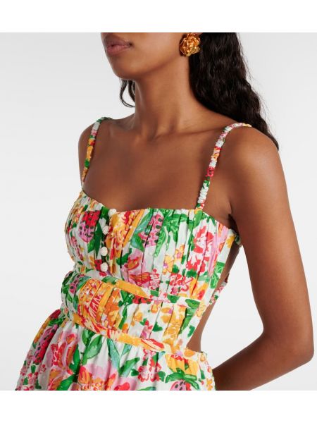 Pamučna midi haljina s cvjetnim printom Farm Rio bijela
