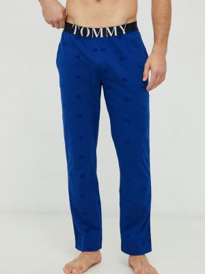 Pamučna pidžama s printom Tommy Hilfiger plava