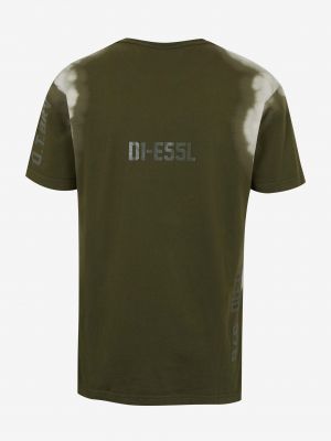 Batikované tričko Diesel zelené