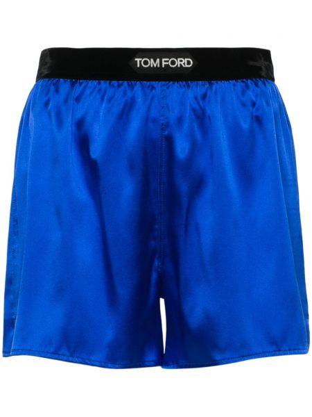 Pantaloni scurți din satin Tom Ford albastru
