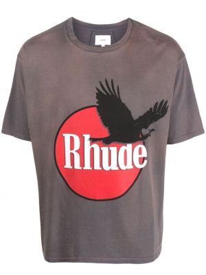 Βαμβακερή μπλούζα με σχέδιο Rhude γκρι