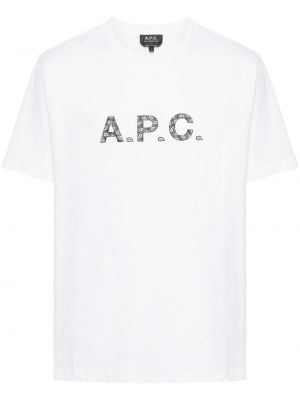 T-shirt en coton à imprimé A.p.c. blanc
