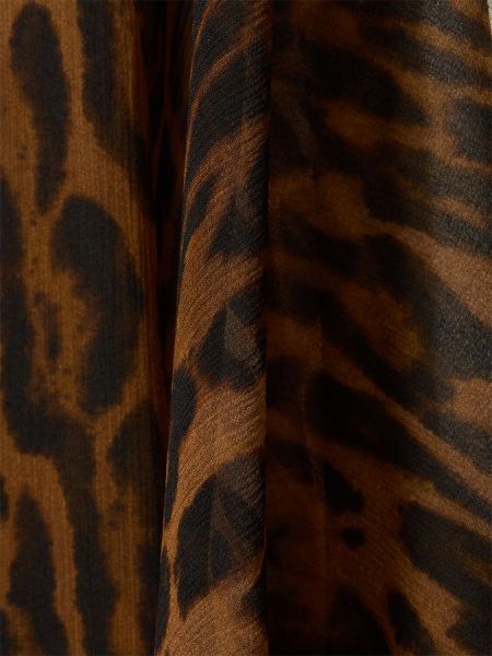 Mušelínové hedvábné dlouhé šaty Nina Ricci hnědé