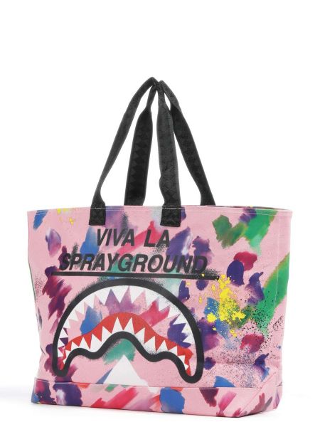Хлопковая сумка шоппер Sprayground розовая