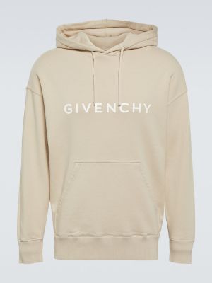 Pamučna hoodie s kapuljačom od jersey Givenchy bež