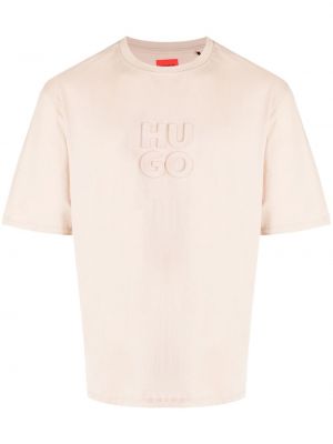 Bavlněné tričko Hugo béžové