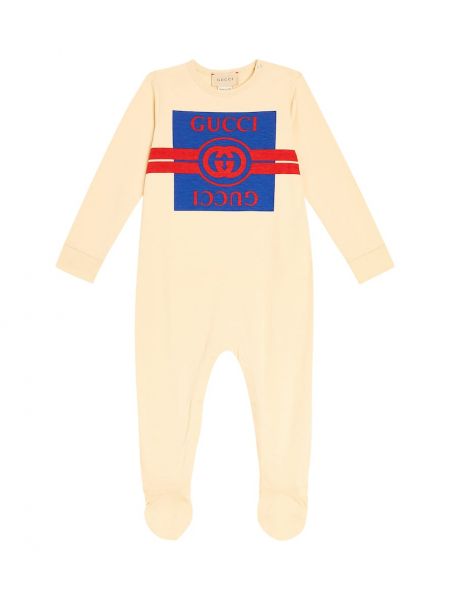 Jersey bomull jumpsuit for jenter Gucci Kids beige