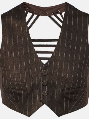 Pruhovaná vlněná vesta Jean Paul Gaultier hnědá