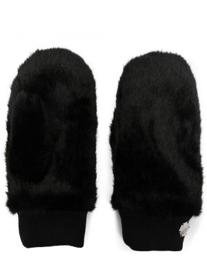 Γάντια με γούνα Philipp Plein μαύρο
