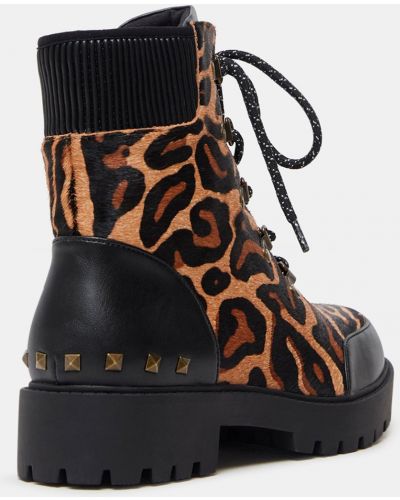 Leopardí kožené kotníkové boty Desigual