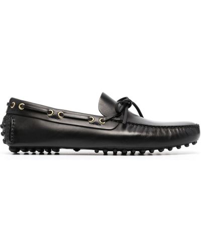 Pantofi loafer cu șireturi din piele din dantelă Car Shoe negru