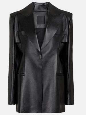 Usnjeni blazer Givenchy črna