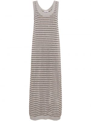 Bavlněné dlouhé šaty Brunello Cucinelli šedé