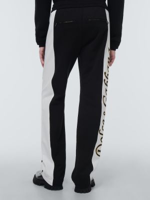 Памучни спортни панталони бродирани Dolce&gabbana черно