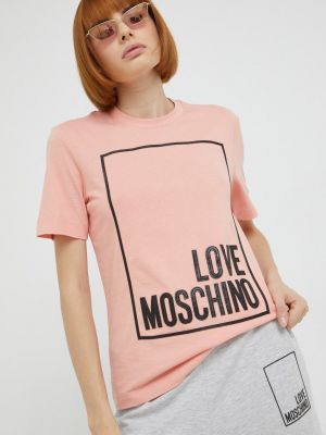 Памучна тениска Love Moschino розово