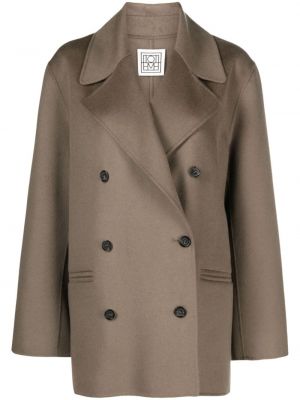 Plstěný kabát Totême šedý