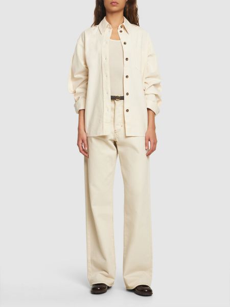 Camisa vaquera de algodón oversized Victoria Beckham blanco