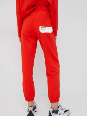 Pantaloni sport din bumbac United Colors Of Benetton portocaliu
