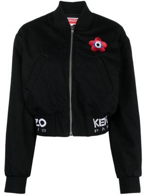 Květinová bomber bunda na zip Kenzo černá