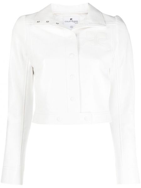 Виниловая укороченная куртка Courrèges, белая
