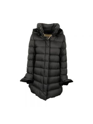 Abrigo de cuero con capucha de cuero sintético Herno negro