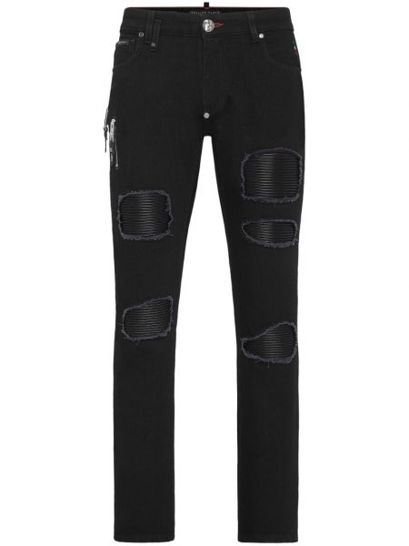 Jeans skinny slim à motif étoile Philipp Plein noir
