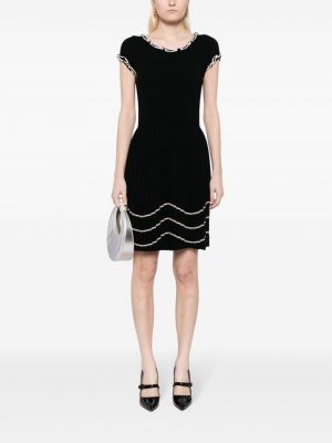 Plisované vlněné šaty Chanel Pre-owned černé