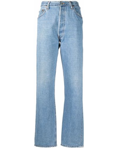 Retro rovné kalhoty s vysokým pasem Re/done - modrá