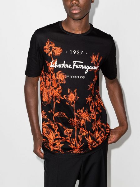 Camiseta de flores Salvatore Ferragamo negro