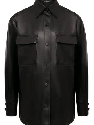 Кожаная рубашка Tom Ford черная