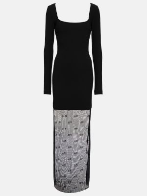 Tylové dlouhé šaty jersey Givenchy černé