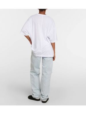 Oversize памучна тениска от джърси The Row бяло